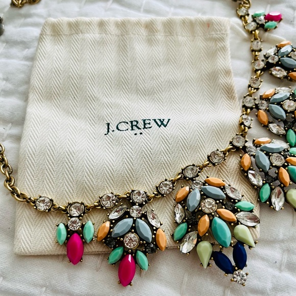 J Crew Statement necklace, rhinestones and faux gems set in gold tone. - Picture 3 of 3